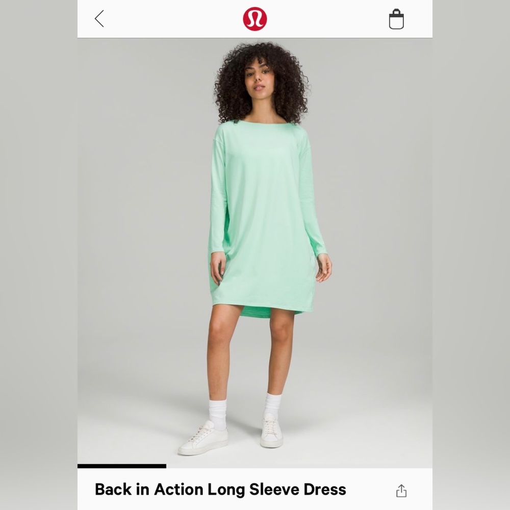 NWT Lululemon Back in Action Long-sleeve Dress - Oversized fit - Mint - Size 12